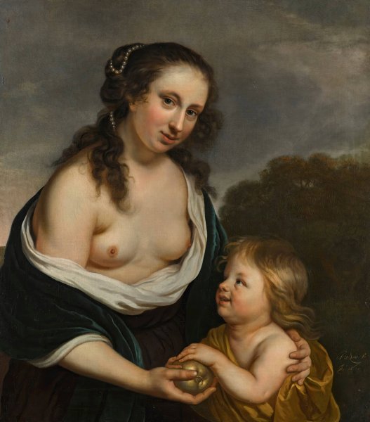 Main Product Photo of A mother and her son in the guise of venus and cupid Painting by Jacob Van Loo
