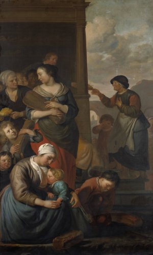 Allegory of food distribution to the poor by Jacob Van Loo Oil Painting