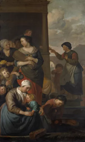 Allegory of food distribution to the poor by Jacob Van Loo Oil Painting