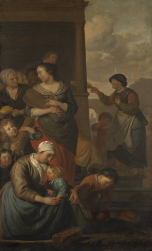 Allegory of food distribution to the poor by Jacob Van Loo Oil Painting