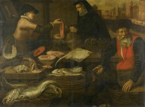Fishmongers by Jacob Van Nieulandt Oil Painting