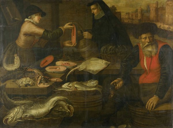 Fishmongers  by Jacob Van Nieulandt - Hand-Painted Oil Painting Reproduction