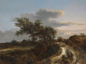 A Dune Landscape With A Farmer On A Sandy Road, And A Distant View Of Haarlem by Jacob Van Ruisdael Oil Painting