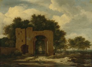 A Ruined Castle Gateway, Possibly The Archway Of Huis Ter Kleef by Jacob Van Ruisdael Oil Painting