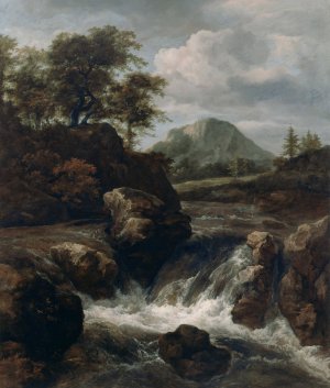 A Waterfall by Jacob Van Ruisdael Oil Painting
