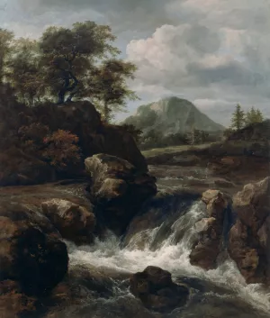 A Waterfall by Jacob Van Ruisdael Oil Painting