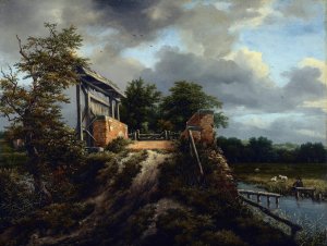 Bridge with a Sluice by Jacob Van Ruisdael Oil Painting