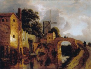 Canal with Bridge by Jacob Van Ruisdael Oil Painting