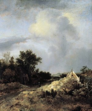 Dune Landscape with Fence by Jacob Van Ruisdael Oil Painting