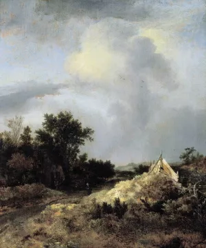 Dune Landscape with Fence by Jacob Van Ruisdael Oil Painting