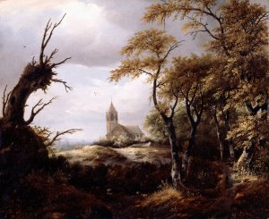 Landscape with a Church by Jacob Van Ruisdael Oil Painting
