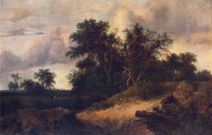 Landscape with a House in the Grove by Jacob Van Ruisdael Oil Painting