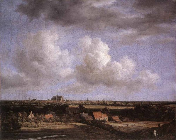 Landscape with a View of Haarlem by Jacob Van Ruisdael - Hand-Painted Oil Painting Reproduction