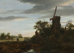 Landscape with a Windmill by Jacob Van Ruisdael Oil Painting
