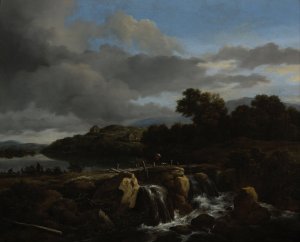 Landscape with Cascade by Jacob Van Ruisdael Oil Painting
