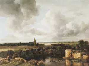 Landscape with Church and Ruined Castle Oil painting by Jacob Van Ruisdael