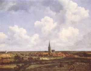 Landscape with Church and Village by Jacob Van Ruisdael - Oil Painting Reproduction
