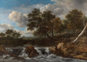 Landscape with Waterfall by Jacob Van Ruisdael Oil Painting