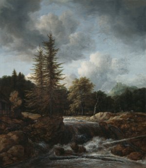 Landscape with Waterfall by Jacob Van Ruisdael Oil Painting