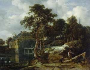 Landscape with watermill by Jacob Van Ruisdael Oil Painting