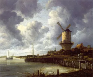 Mill at Wijk near Duursteede by Jacob Van Ruisdael - Oil Painting Reproduction