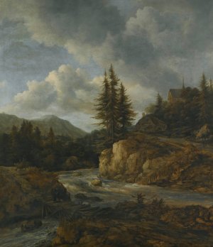 Northern Landscape With A Torrent by Jacob Van Ruisdael Oil Painting