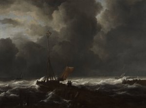 Rough Sea at a Jetty by Jacob Van Ruisdael Oil Painting