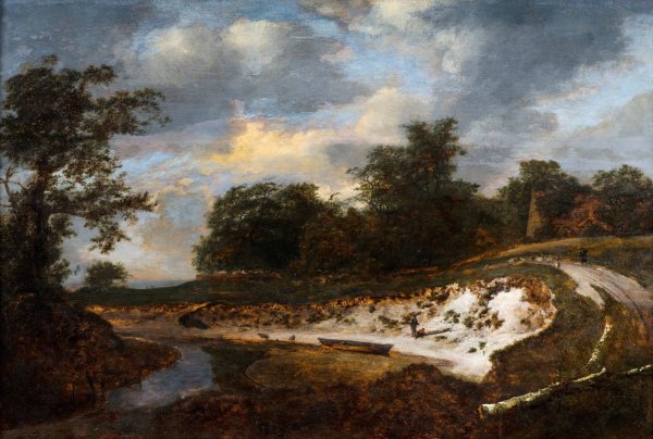 Main Product Photo of Sandy Cliff  Painting by Jacob Van Ruisdael