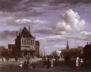 The Dam Square in Amsterdam painting by Jacob Van Ruisdael