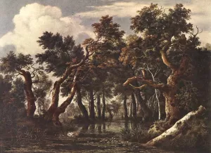 The Marsh in a Forest by Jacob Van Ruisdael - Oil Painting Reproduction