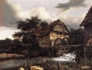 Two Water Mills and an Open Sluice Oil painting by Jacob Van Ruisdael