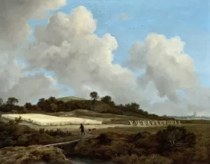 View of Grainfields with a Distant Town by Jacob Van Ruisdael Oil Painting