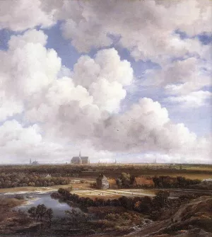 View of Haarlem with Bleaching Grounds by Jacob Van Ruisdael Oil Painting