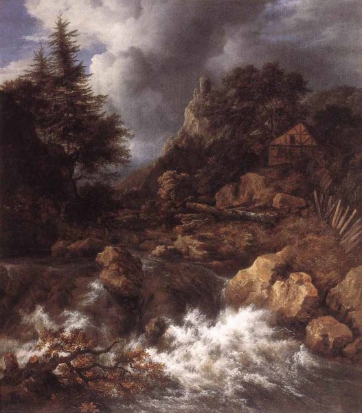 Main Product Photo of Waterfall in a Mountainous Northern Landscape Painting by Jacob Van Ruisdael