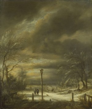 Winter Landscape near Haarlem with a Lamppost by Jacob Van Ruisdael Oil Painting