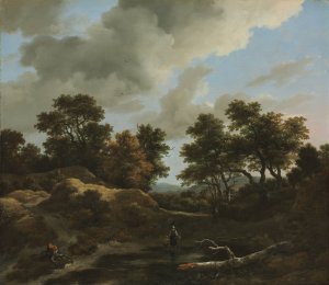 Wooded and Hilly Landscape by Jacob Van Ruisdael Oil Painting