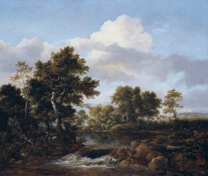Wooded Landscape with a Stream by Jacob Van Ruisdael Oil Painting