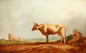 Cows at Pasture by Jacob Van Strij Oil Painting
