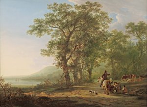 Figures in a forest landscape by Jacob Van Strij Oil Painting