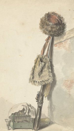 Jachtstilleven met vogelkooi by Jacob Van Strij Oil Painting