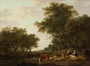 Landscape with a Shepherd by Jacob Van Strij - Oil Painting Reproduction