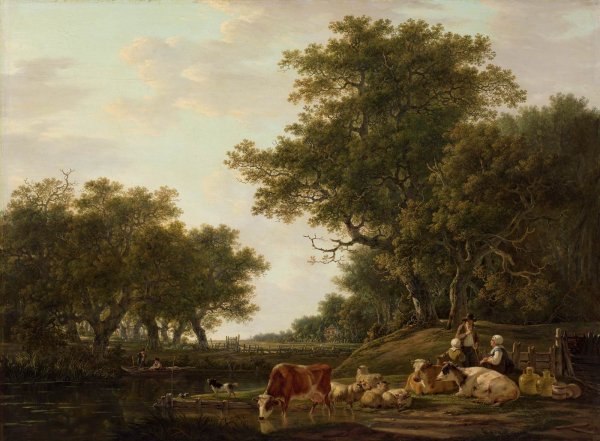Landscape with a Shepherd by Jacob Van Strij - Hand-Painted Oil Painting Reproduction