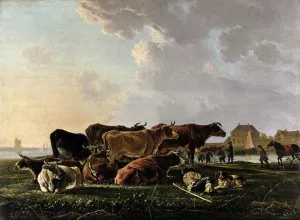 Landscape with Cattle Oil painting by Jacob Van Strij