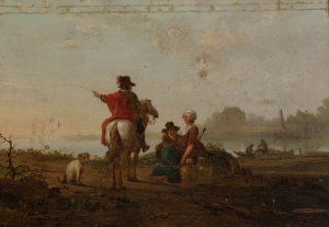 Landscape With Figures by Jacob Van Strij Oil Painting