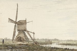 Landschap met poldermolen by Jacob Van Strij Oil Painting