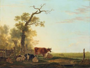 Meadow Landscape with Animals Oil painting by Jacob Van Strij