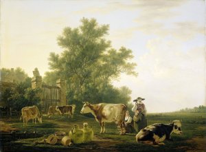 Milking Time by Jacob Van Strij Oil Painting