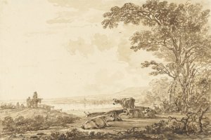 Rivierlandschap met rustend vee by Jacob Van Strij Oil Painting