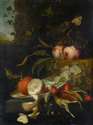 Fruit Piece, Still Life by Jacob Van Walscapelle Oil Painting