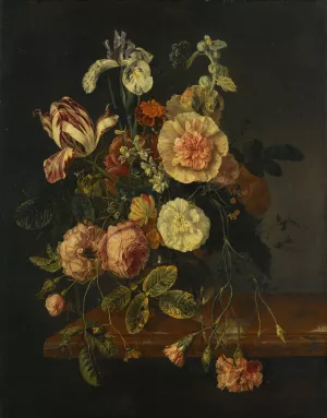 Still Life with Flowers by Jacob Van Walscapelle Oil Painting